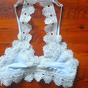 Aerie Cream & L. Gray Lace Bralette